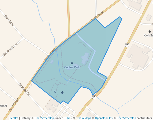 walking in Central Park map in Edgerton