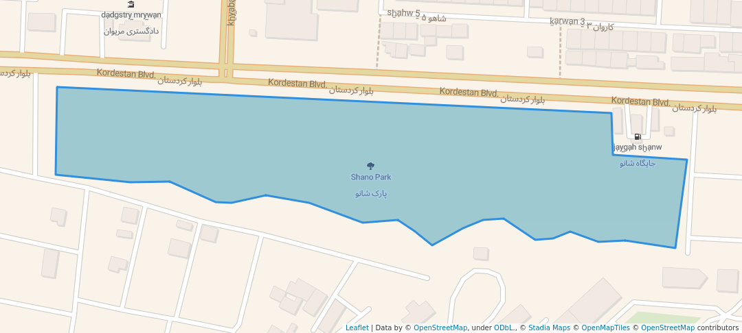 walking in Shano Park map in Marivan