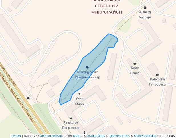 walking in Северный сквер map in Stary Oskol