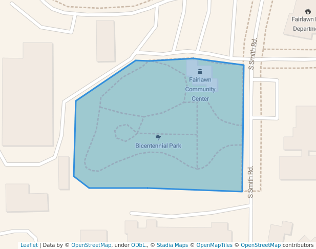 walking in Bicentennial Park map in Fairlawn