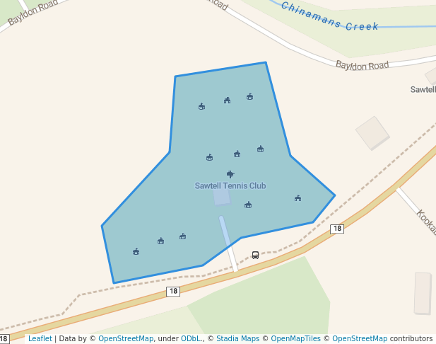walking in Sawtell Tennis Club map in Sawtell