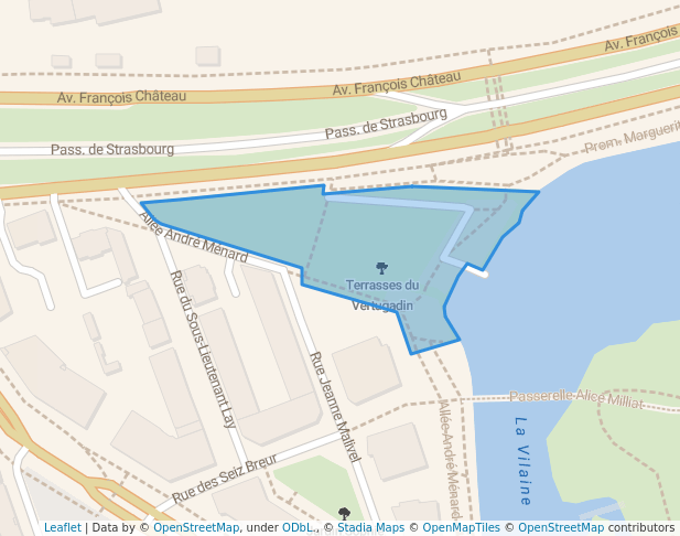 walking in Terrasses du Vertugadin map in Rennes