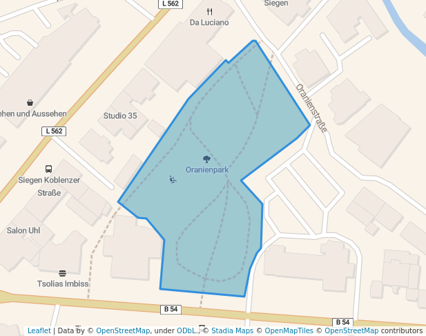 walking in Oranienpark map in Siegen