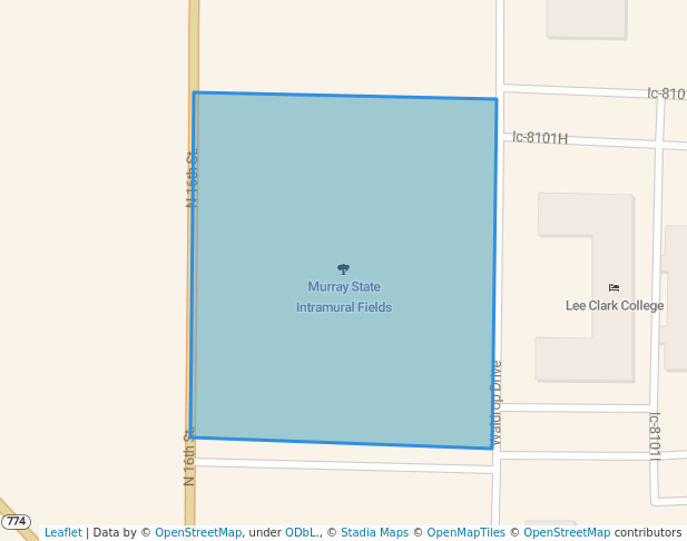 walking in Murray State Intramural Fields map in Murray