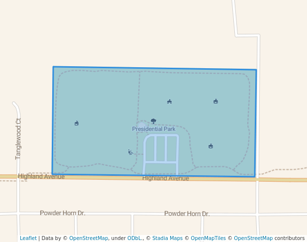walking in Presidential Park map in Algonquin