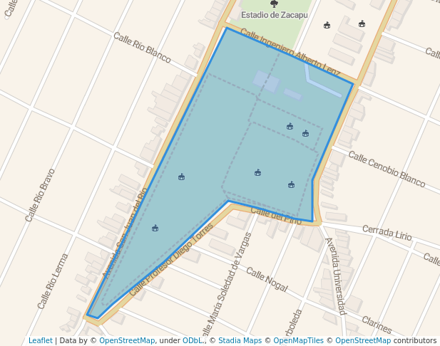 walking in Unidad Deportiva IMSS map in Zacapu