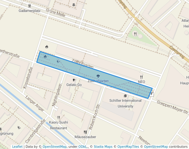 walking in Zollhofgarten map in Heidelberg