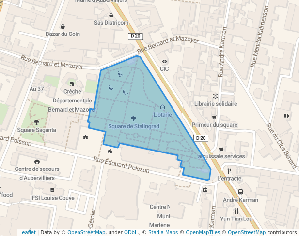 walking in Square de Stalingrad map in Aubervilliers