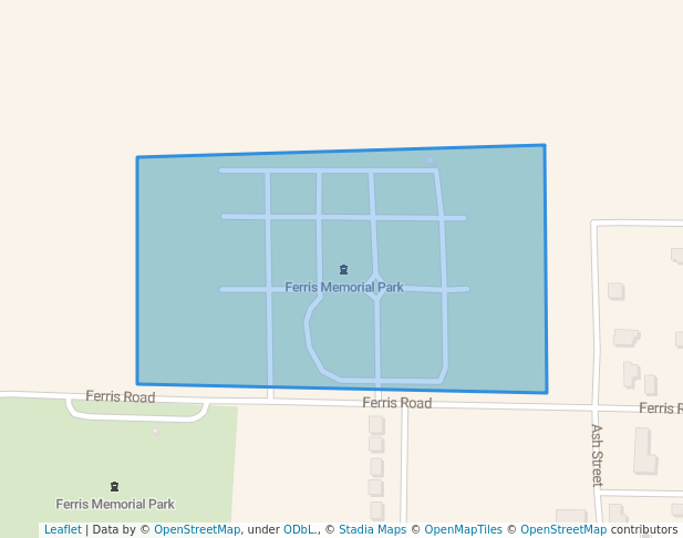 walking in Ferris Memorial Park map in Ferris