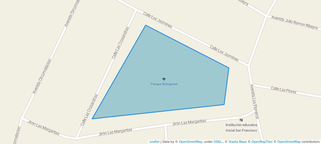 walking in Parque Bolognesi map in La Merced