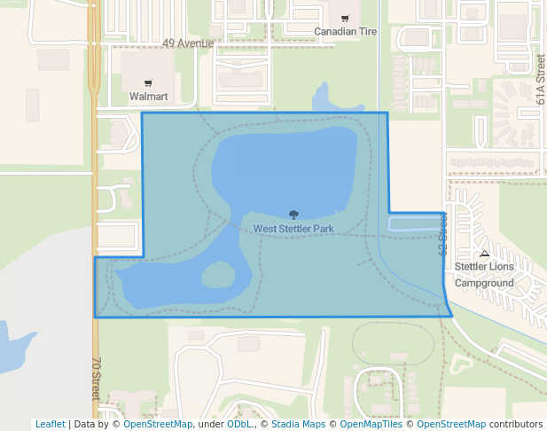 walking in West Stettler Park map in Stettler