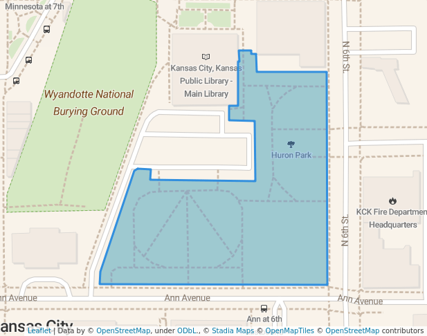 walking in Huron Park map in Kansas City