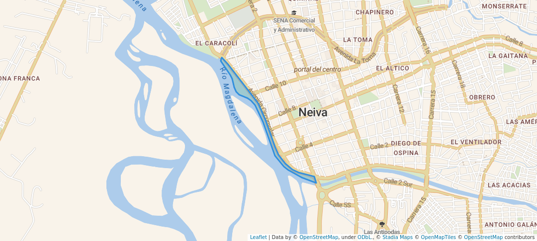 walking in Malecon Río Magdalena map in Neiva