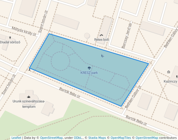 walking in KRESZ park map in Tiszaújváros