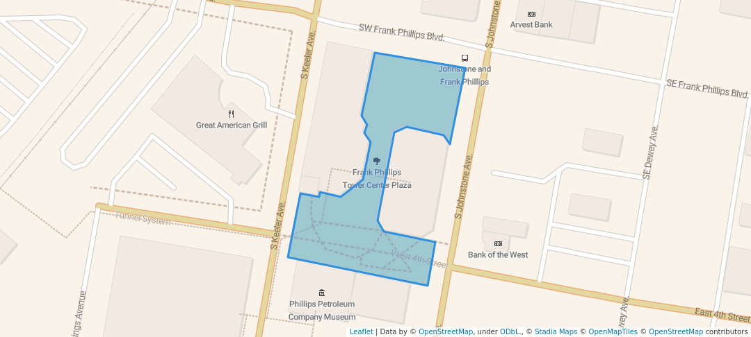 walking in Frank Phillips Tower Center Plaza map in Bartlesville