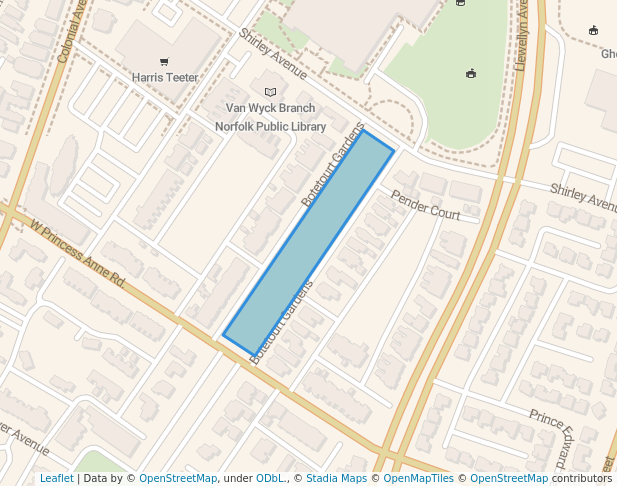 walking in Botetourt Gardens map in Norfolk