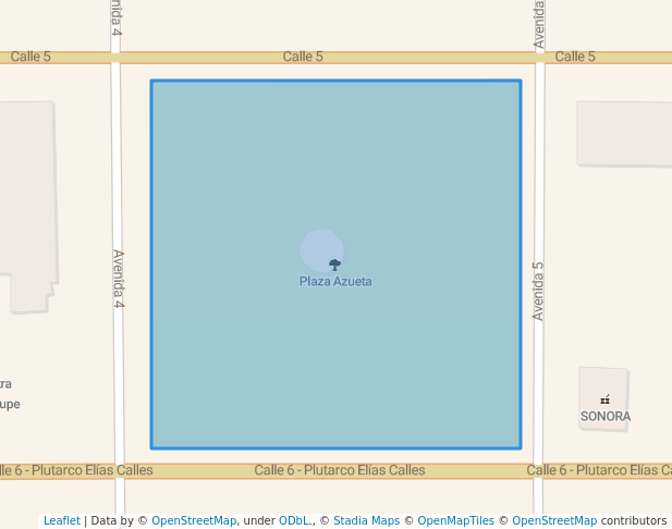 walking in Plaza Azueta map in Agua Prieta