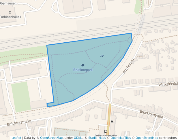 walking in Brücktorpark map in Oberhausen