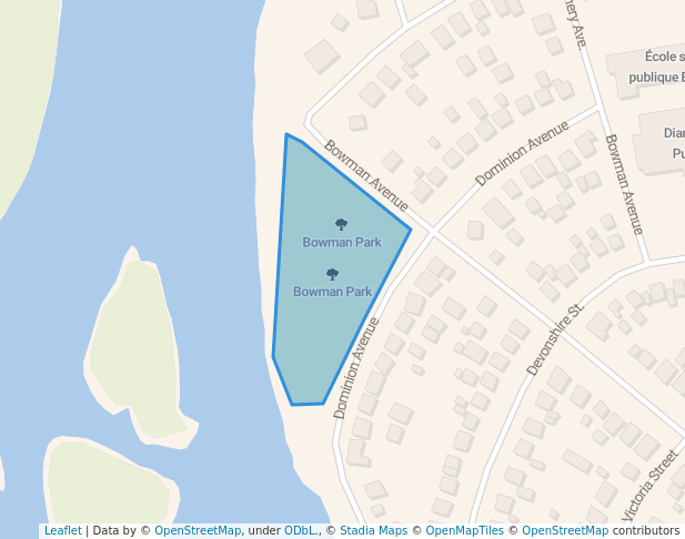 walking in Bowman Park map in Kapuskasing