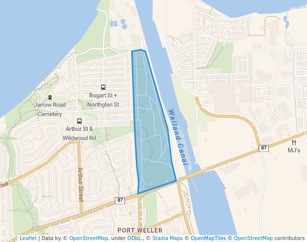 walking in Malcomson Eco-park map in St. Catharines