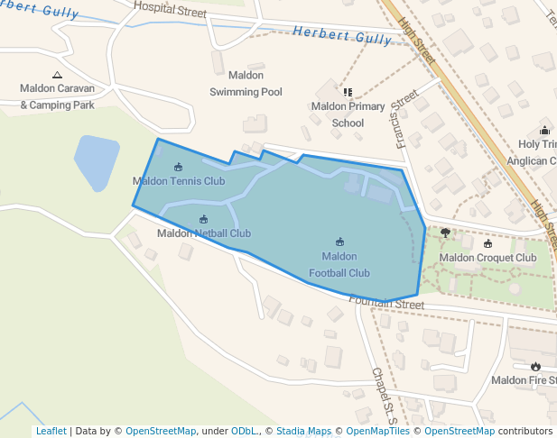 walking in Bill Woodfull Recreation Reserve map in Maldon