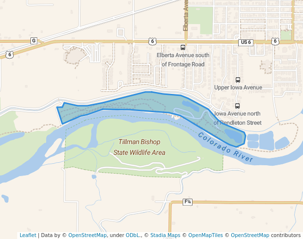 walking in River Bend Park map in Palisade