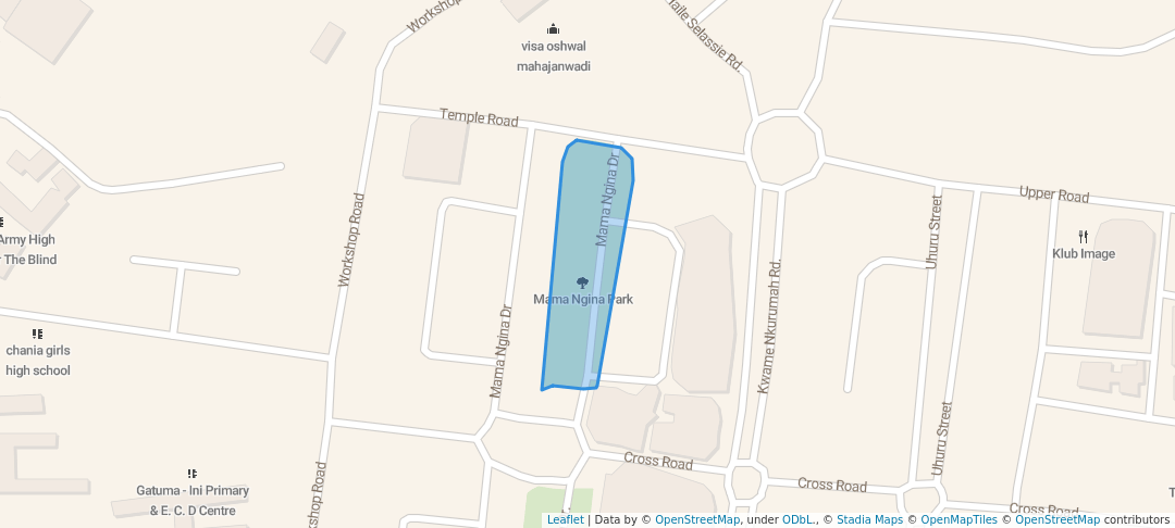 walking in Mama Ngina Park map in Thika