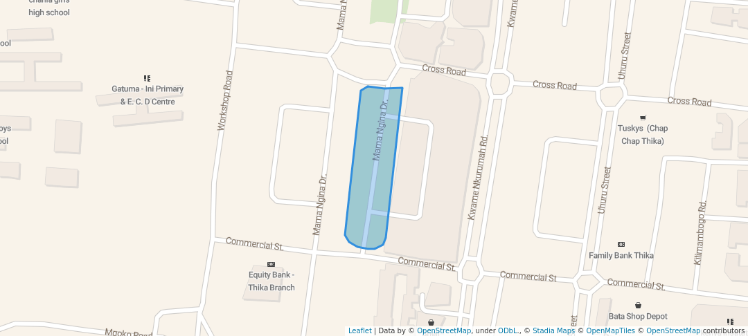 walking in Mama Ngina Park map in Thika