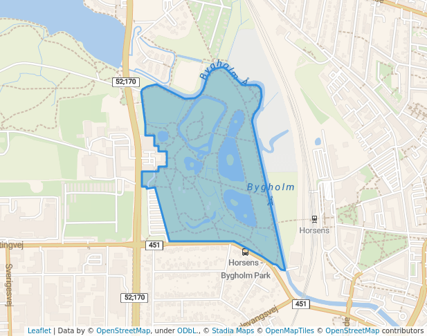 walking in Bygholm Park map in Horsens