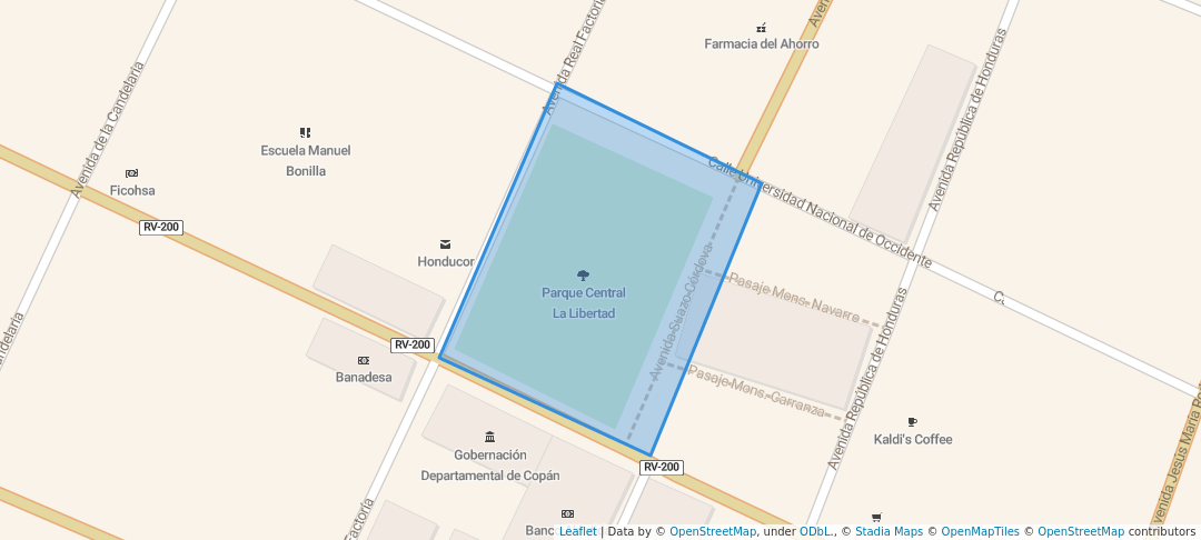 walking in Parque Central map in Santa Rosa de Copan