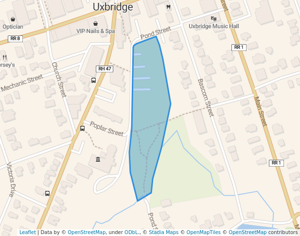 walking in Centennial Park map in Uxbridge