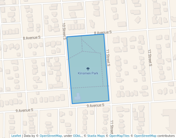 walking in Kinsmen Park map in Lethbridge