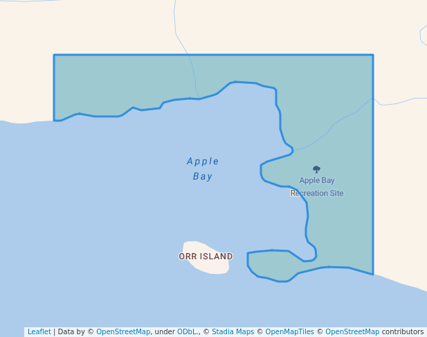 walking in Apple Bay Recreation Site map in Coal Harbour