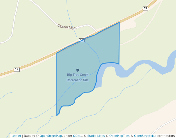 walking in Big Tree Creek Recreation Site map in Blind Channel