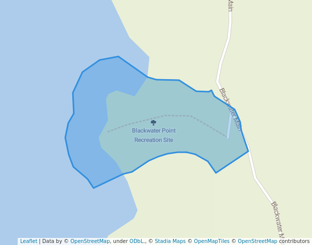 walking in Blackwater Point Recreation Site map in Blind Channel