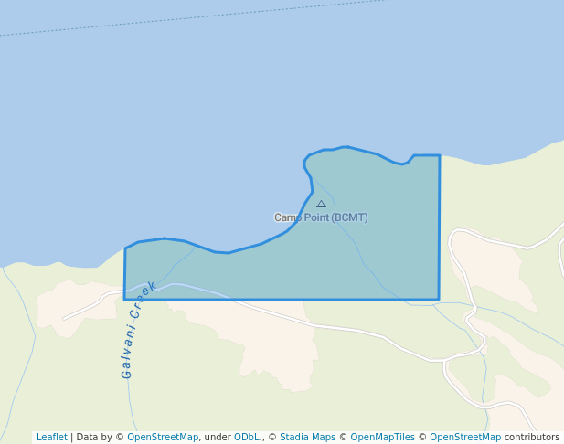 walking in Camp Point Recreation Site map in Sayward