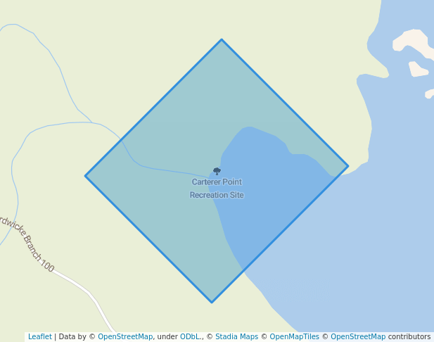 walking in Carterer Point Recreation Site map in Jackson Bay