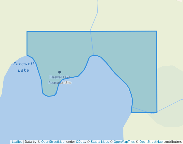 walking in Farewell Lake Recreation Site map in Blind Channel