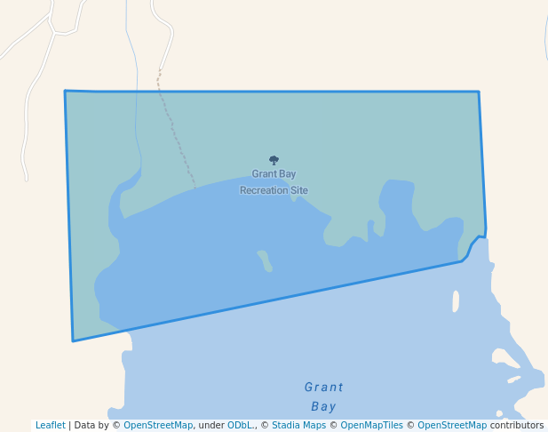 walking in Grant Bay Recreation Site map in Winter Harbour