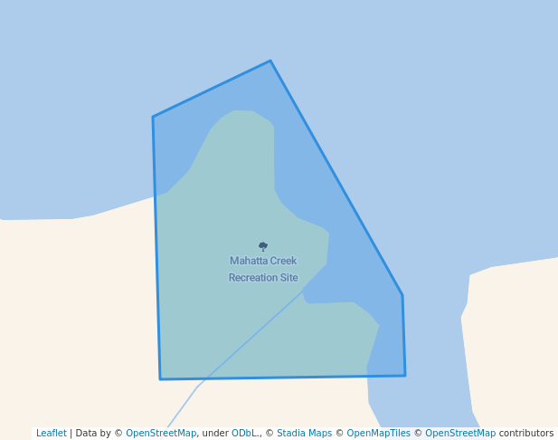 walking in Mahatta Creek Recreation Site map in Mahatta River