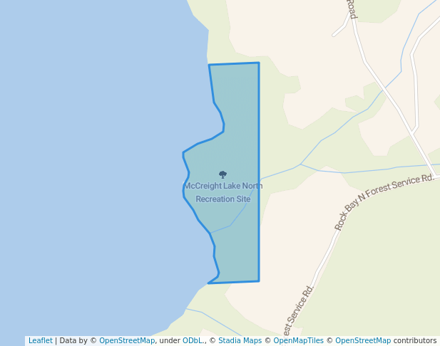 walking in McCreight Lake North Recreation Site map in Blind Channel