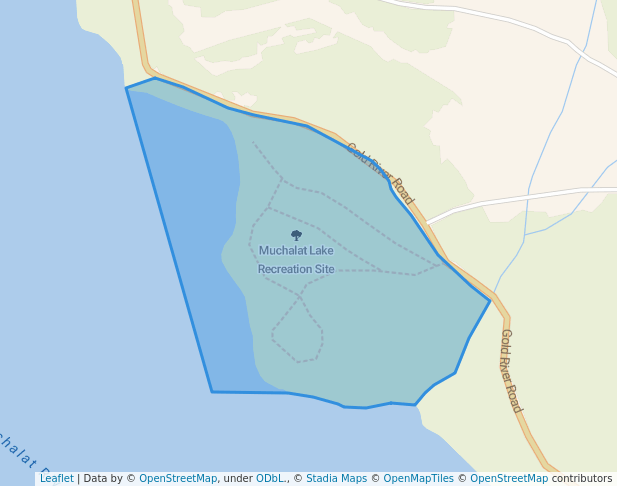 walking in Muchalat Lake Recreation Site map in Tahsis