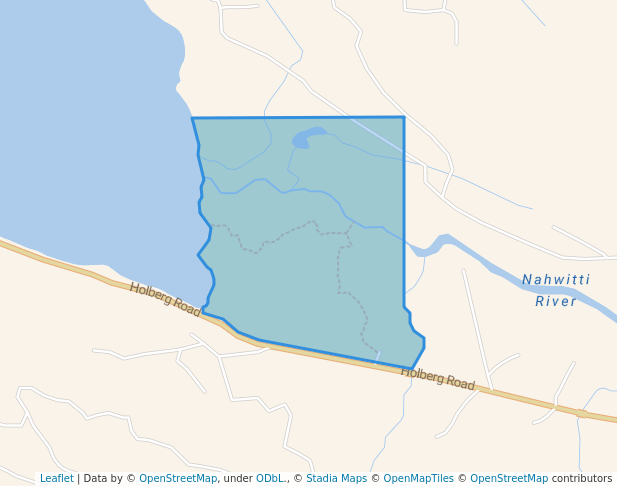 walking in Nawhitti River Recreation Site map in Holberg