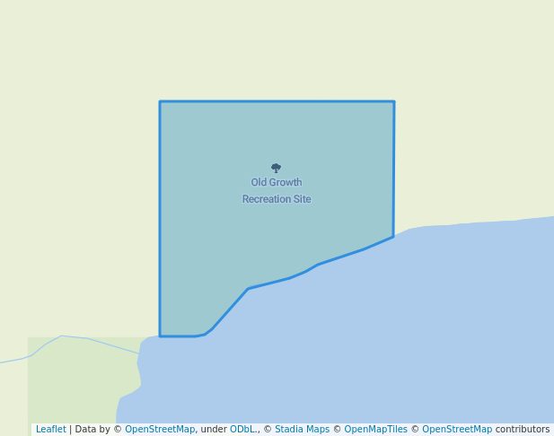 walking in Old Growth Recreation Site map in Heriot Bay