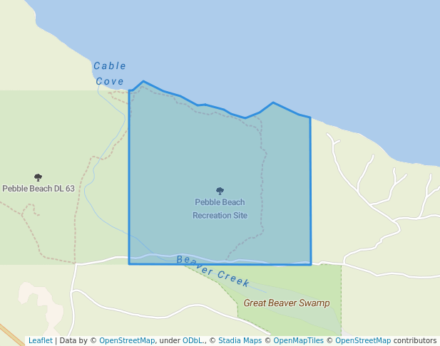 walking in Pebble Beach Recreation Site map in Galiano Island