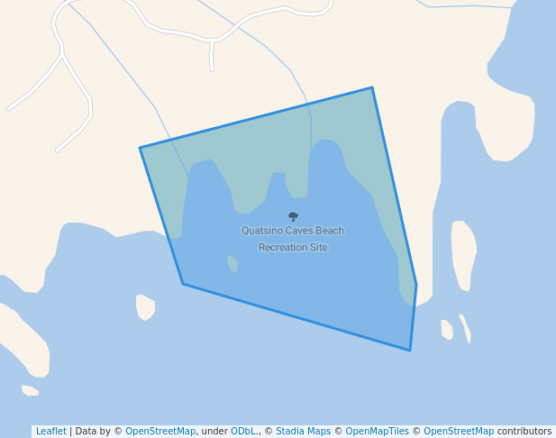 walking in Quatsino Caves Beach Recreation Site map in Winter Harbour