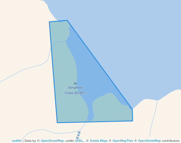 walking in Songhees Creek Recreation Site map in Port Hardy