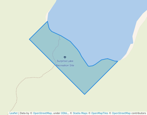 walking in Surprise Lake Recreation Site map in Heriot Bay