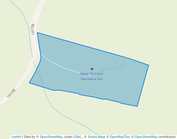 walking in Upper Elk Caves Recreation Site map in Sayward
