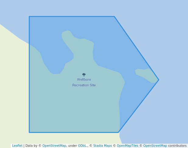 walking in Wellbore Recreation Site map in Jackson Bay